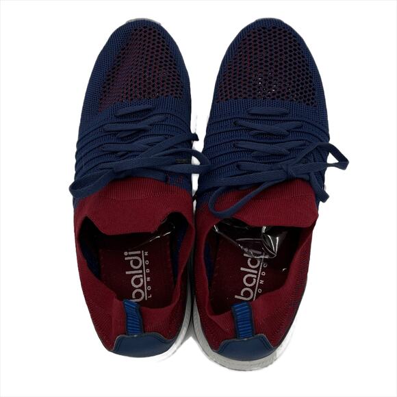 Baldi London Men's Cantona Sneakers in Navy/Maroon Size 8 - Picture 3 of 6